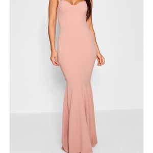 Pink fishtail bodycon dress